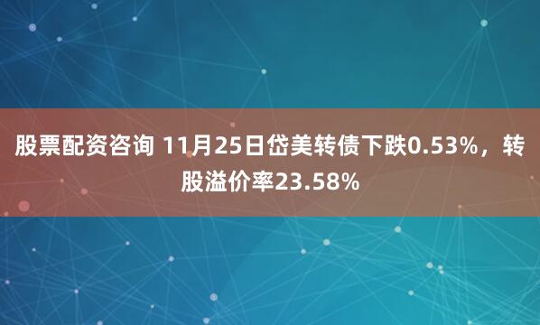 股票配资咨询 11月25日岱美转债下跌0.53%，转股溢价率23.58%